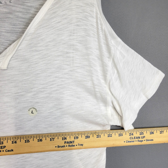 Aeropostale Crop Tee T-shirt Womens L White Semi Sheer V- Neck Short Sleeves New - Picture 6 of 13